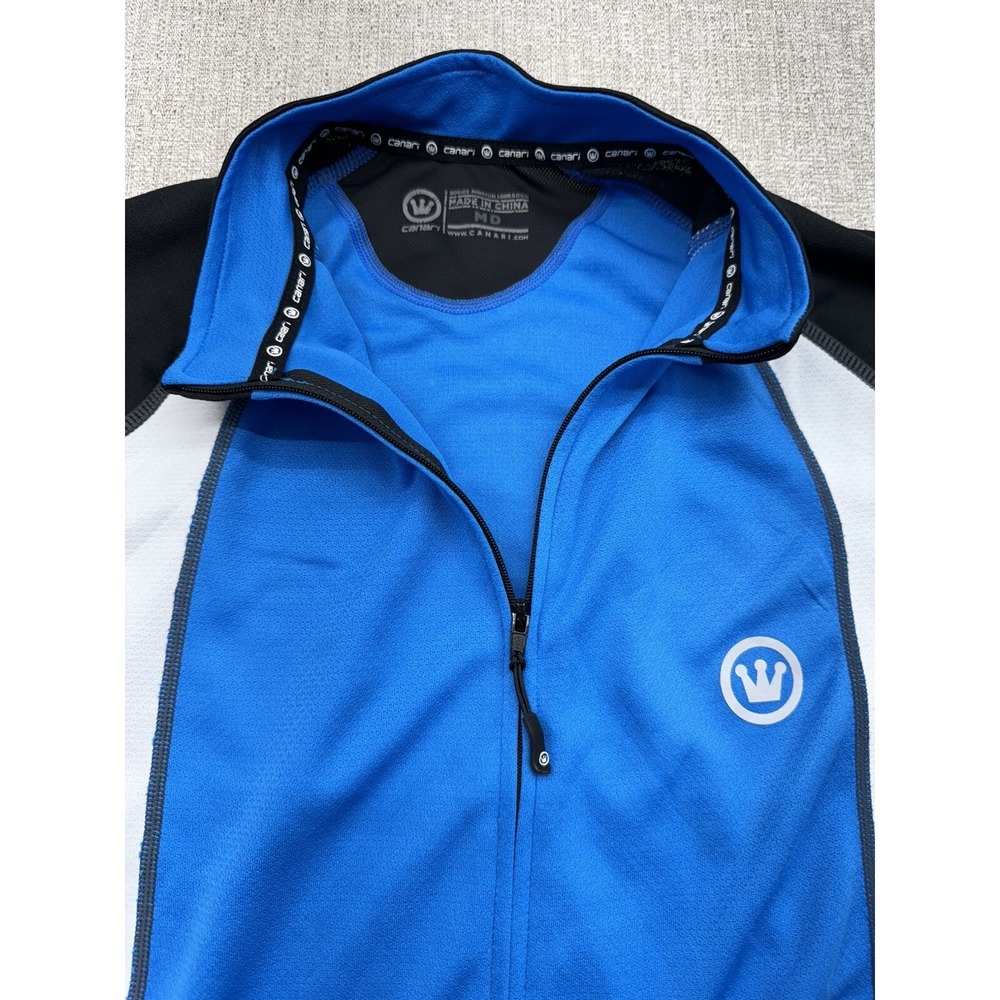 Canari Cycling Jersey Adult Medium Blue Full Zip Sports Stretch Mens - Picture 3 of 7